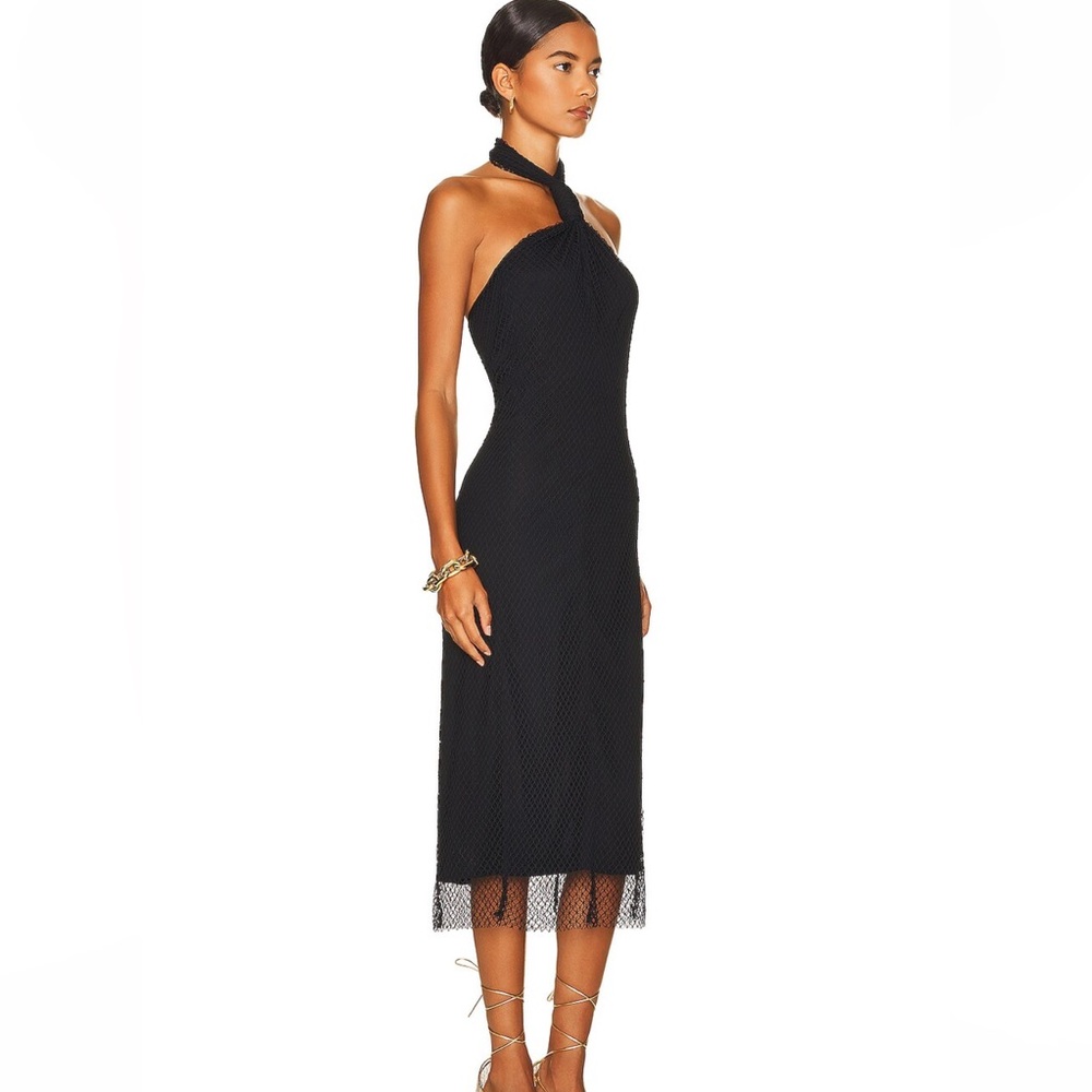 BNWT XS Helmut Lang Black Mesh Midi Dress